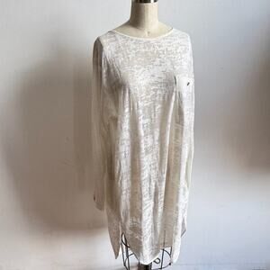 3.1 PHILLIP LIM Sheer Abstract Burnout Ivory Print Long Sleeve Midi Shirt Dress